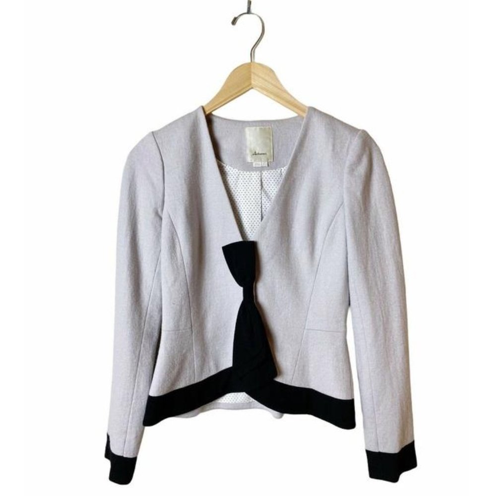 COPY - Anthropologie Elevenses Grey Bow Jacket Blazer